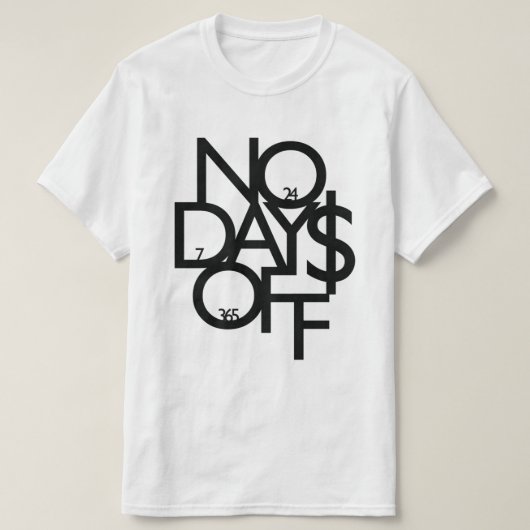 Geen dagen uit wit/zwart t-shirt (Design voorkant)
