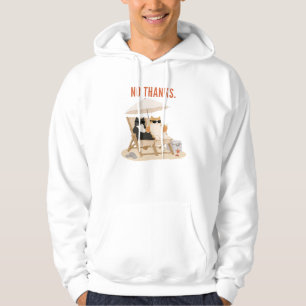 Geen Dank Ontspannende Katten Strand Illustratie Hoodie