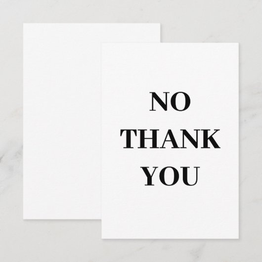 Geen dankkaartjes Zeg dank je niet Bedankkaart (Voorkant / Achterkant)
