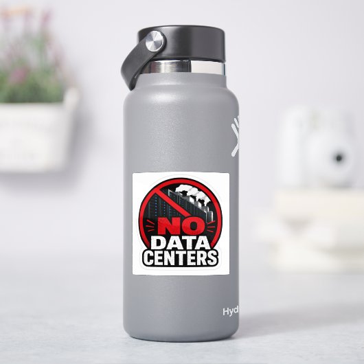 Geen Datacenters Protests Waarschuwingssticker Sticker (HydroFlask)