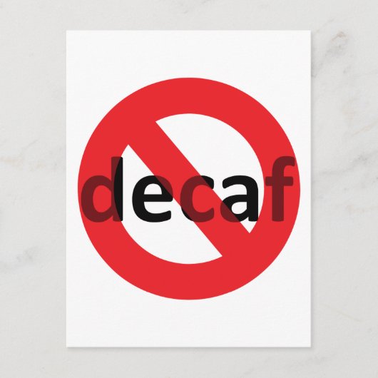 Geen decaf! informatiekaartje (Voorkant)