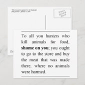 Geen dieren die zijn beschadigd in de toonbank van briefkaart (Voorkant / Achterkant)