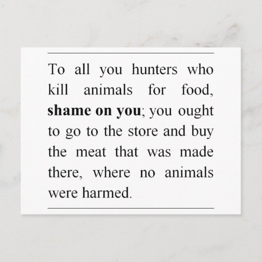 Geen dieren die zijn beschadigd in de toonbank van briefkaart (Voorkant)