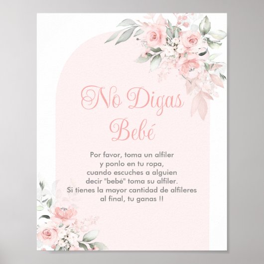 Geen Digas bebe Spaans Baby shower Meisje Poster (Voorkant)