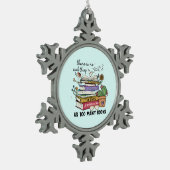 Geen ding zo veel boeken tin sneeuwvlok ornament (Links)