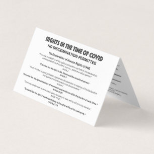 "Geen discriminatie" Informatiekaart mensenrechten Visitekaartje