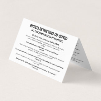 "Geen discriminatie" Informatiekaart mensenrechten Visitekaartje