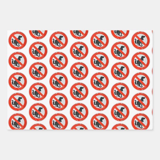 Geen Dog Poop Poo Sign Novelty Inpakpapier Vel (Voorkant 3)