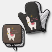 Geen drama, alleen een lama ovenwant & pannenlap set (Voorkant / Achterkant)