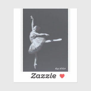 Geen Drama, Alleen Vrijheid, Zwart & Wit Ballerina Sticker