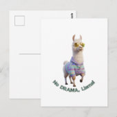 Geen Drama, Lama! – Chille Grappige Lama Briefkaart (Voorkant / Achterkant)