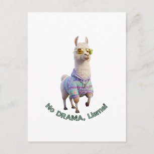 Geen Drama, Lama! – Chille Grappige Lama Briefkaart