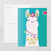 Geen Drama Lama illustratie Monogram Feestdagenkaart (Voorkant / Achterkant)