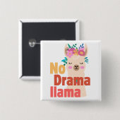 Geen drama lama pin vierkante button 5,1 cm (Voorkant /achterkant)