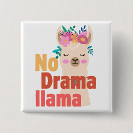 Geen drama lama pin vierkante button 5,1 cm