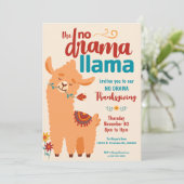 Geen Drama Lama Thanksgiving Crème Uitnodiging (Staand voorkant)