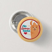 Geen drama lama (warm) geel ronde button 3,2 cm (Voorkant /achterkant)