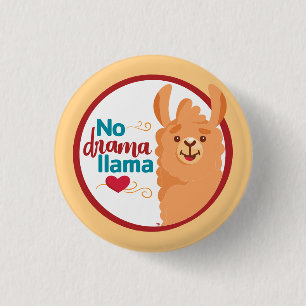 Geen drama lama (warm) geel ronde button 3,2 cm