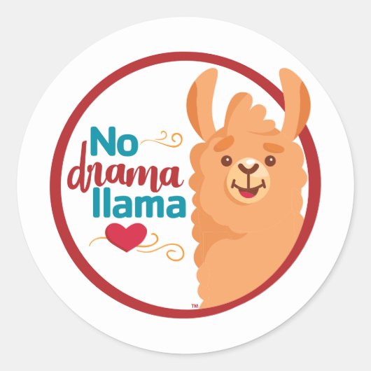 Geen drama lama (warm) ronde sticker (Voorkant)