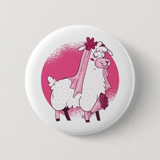 Geen Drama LLama BRUID Funny Huwelijk Bruidsfeest Ronde Button 5,7 Cm (Voorkant)