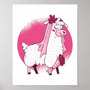 Geen Drama LLama BRUID Funny Trouwfeest Bruidsjurk Poster