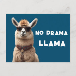 Geen drama Llama Cool Alpaca Draag zonnebril blauw Briefkaart