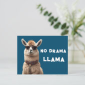 Geen drama Llama Cool Alpaca Draag zonnebril blauw Briefkaart (Staand voorkant)