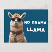Geen drama Llama Cool Alpaca Draag zonnebril blauw Briefkaart (Voorkant)