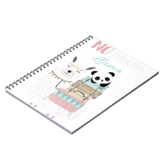 Geen Drama Llama Cute Panda die Llama Alpaca Prem  Notitieboek (Linkerzijde)