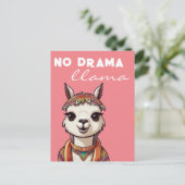 Geen Drama Llama Funky Alpaca Girly Pink Briefkaart (Staand voorkant)