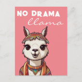 Geen Drama Llama Funky Alpaca Girly Pink Briefkaart (Voorkant)