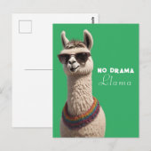Geen Drama Llama Funky Alpaca Zonnebril Groen Briefkaart (Voorkant / Achterkant)