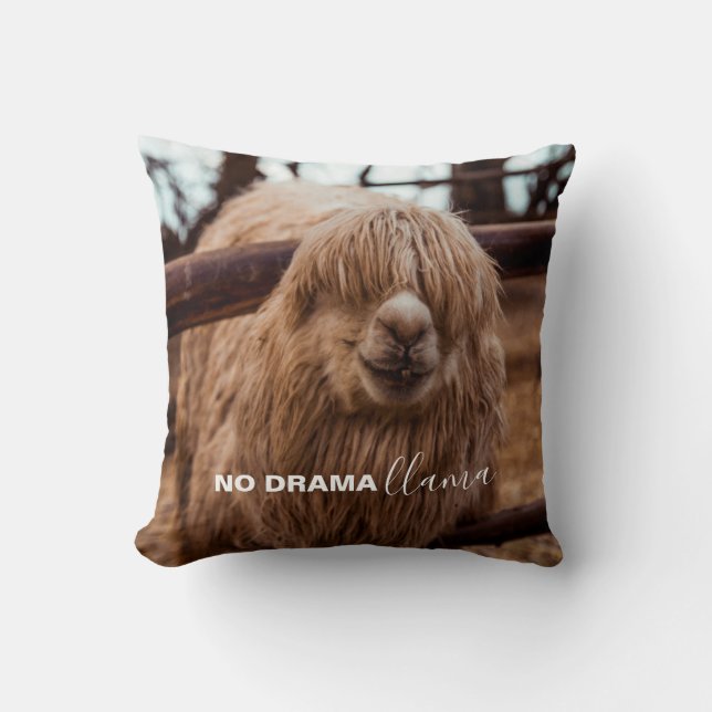 Geen Drama Llama Gekke Alpaca Foto Kussen (Voorkant)