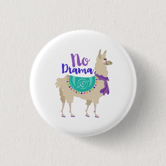 Geen Drama Llama Pin Ronde Button 3,2 Cm (Voorkant)