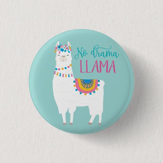 Geen Drama LLAMA Ronde Button 3,2 Cm (Voorkant)