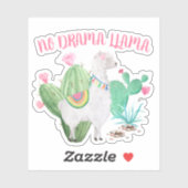 Geen Drama Llama Schattige Llama en Cactus Vinyl Sticker (Vel)