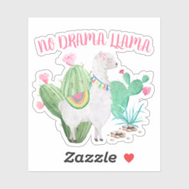 Geen Drama Llama Schattige Llama en Cactus Vinyl Sticker