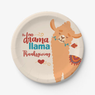 Geen Drama Llama Thanksgiving Cream Papieren Bordje