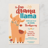 Geen Drama Llama Thanksgiving Cream Uitnodiging (Voorkant)
