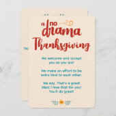 Geen Drama Llama Thanksgiving Cream Uitnodiging Informatiekaartje (Voorkant / Achterkant)