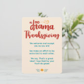 Geen Drama Llama Thanksgiving Cream Uitnodiging Informatiekaartje (Staand voorkant)