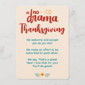 Geen Drama Llama Thanksgiving Cream Uitnodiging Informatiekaartje (Voorkant)