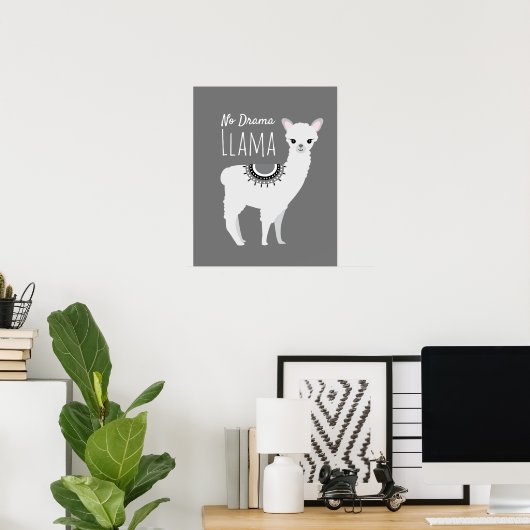 Geen drama Llama Wall Art Illustratie Poster (Thuiskantoor)