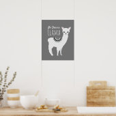 Geen drama Llama Wall Art Illustratie Poster (Keuken)