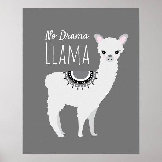 Geen drama Llama Wall Art Illustratie Poster (Voorkant)