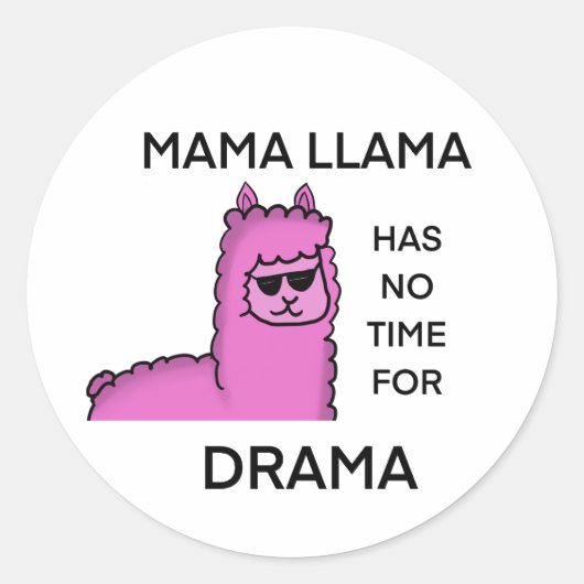 Geen drama mama lama ronde sticker (Voorkant)