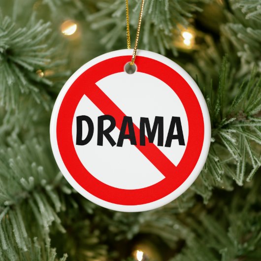 GEEN DRAMA-teken in rood, wit en zwart kerstmis Keramisch Ornament (Boom)