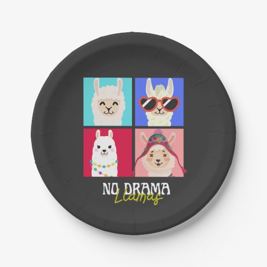 Geen drama van Llama Papieren Bordje (Voorkant)