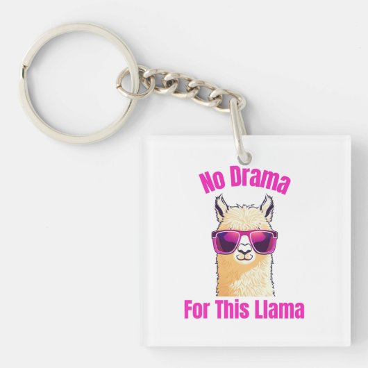 Geen drama voor deze lama - Funny Llama Sleutelhanger (voorkant)