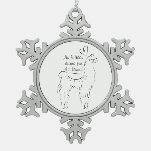 Geen drama voor deze lama tin sneeuwvlok ornament (Voorkant)